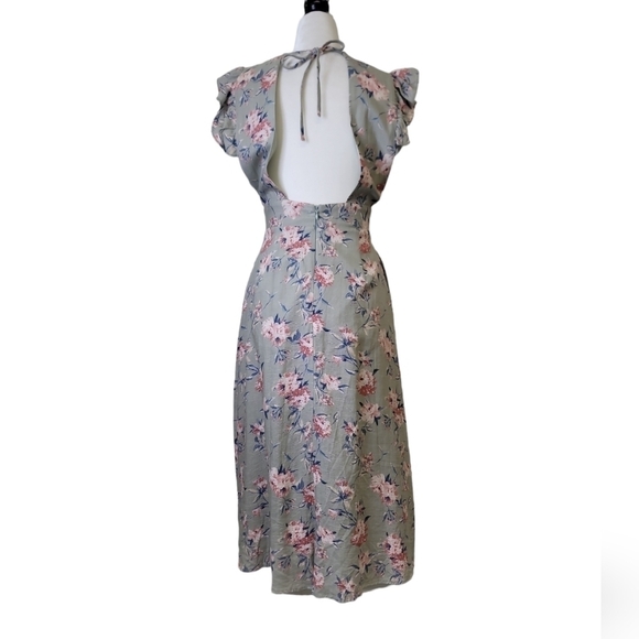 Storia Floral Linen/Rayon Midi Dress - Picture 3 of 14